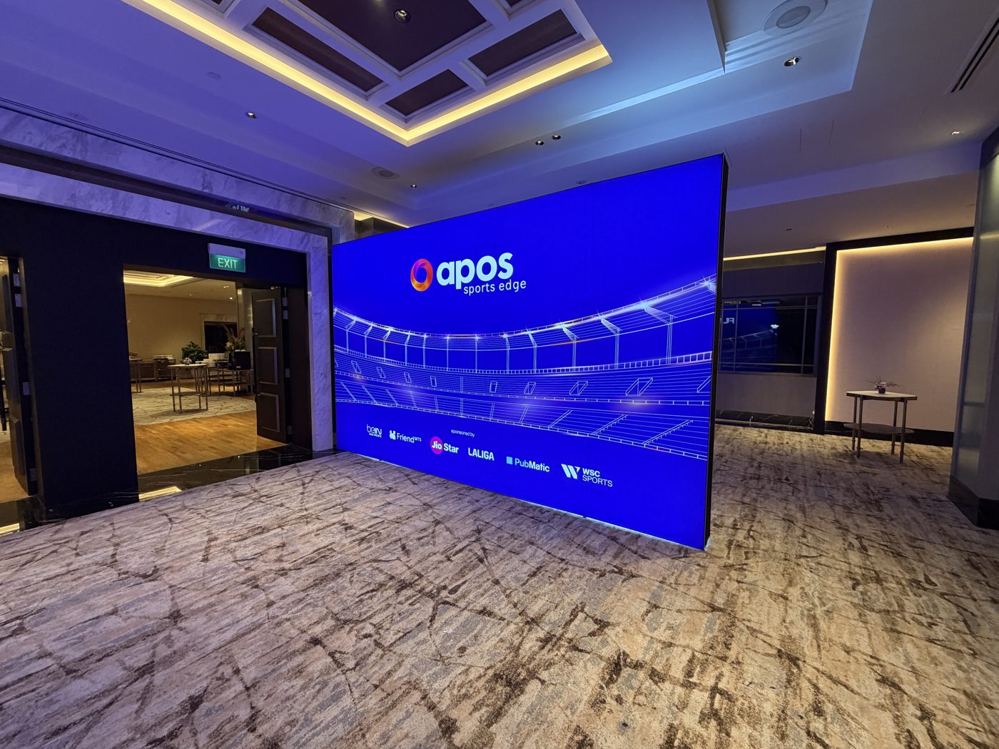 Apos Sports Edge backlit fabric wall