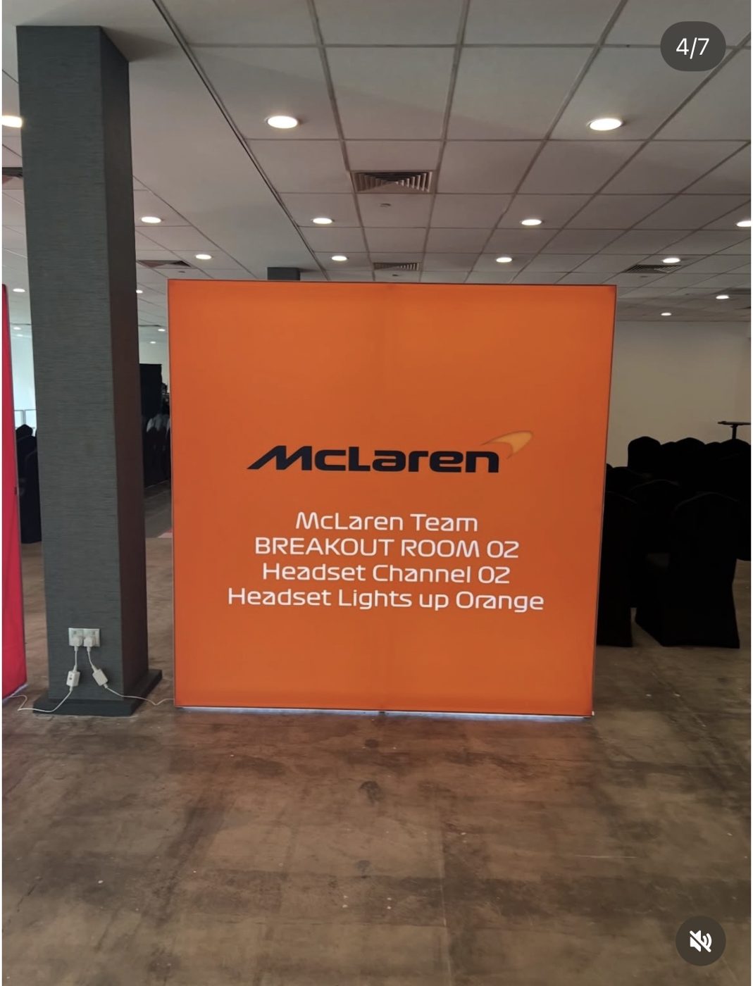McLaren orange backlit fabric panel