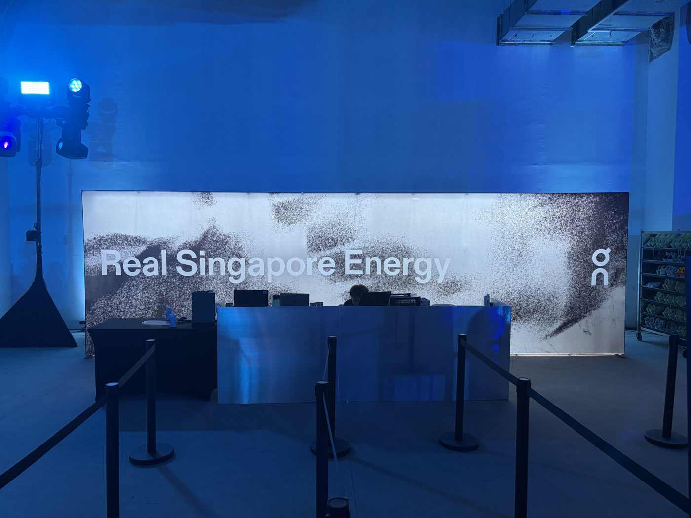On Running 'Real Singapore Energy' backlit counter wall