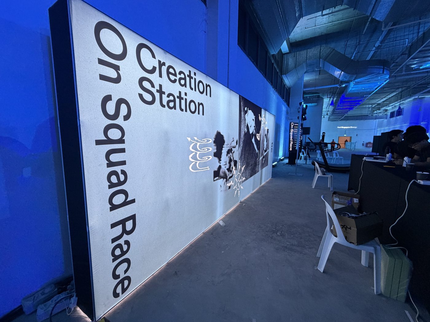 On Running 'Creation Station' backlit fabric wall