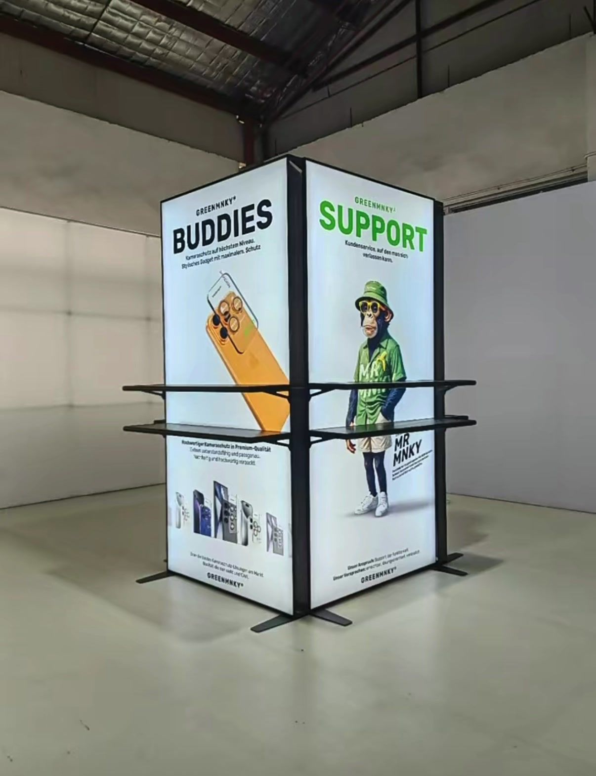 Freestanding backlit fabric lightbox tower